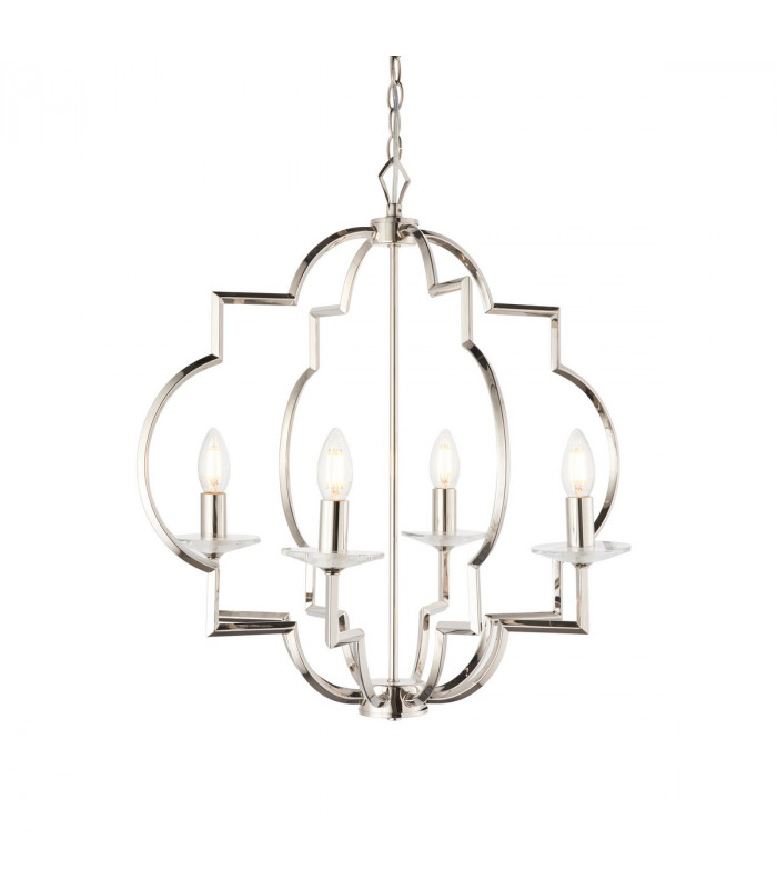 Garland 4 Light Ceiling Pendant Polished Nickel & Clear Crystal Glass