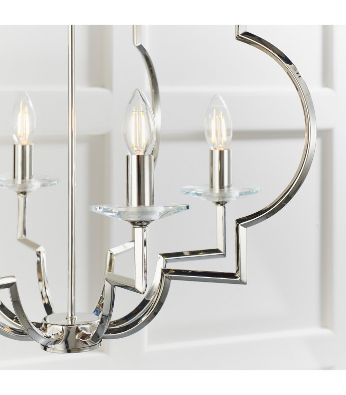 Garland 4 Light Ceiling Pendant Polished Nickel & Clear Crystal Glass-5