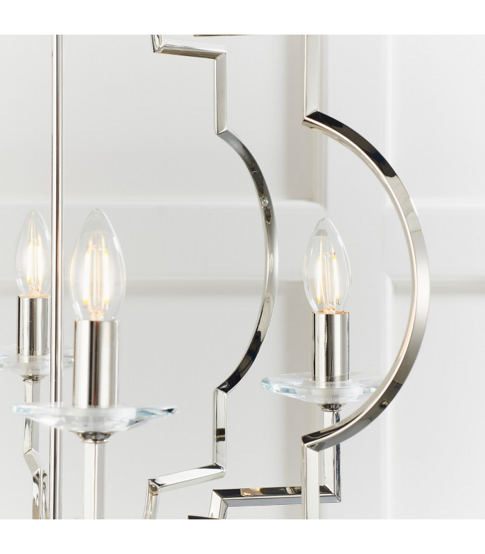 Garland 4 Light Ceiling Pendant Polished Nickel & Clear Crystal Glass-6
