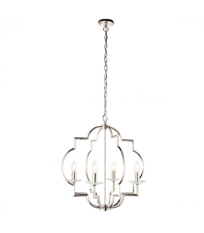 Garland 4 Light Ceiling Pendant Polished Nickel & Clear Crystal Glass, E14
