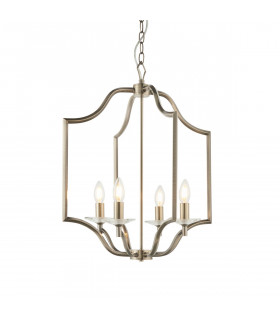 Lainey 4 Light Ceiling Pendant Antique Brass Plate & Clear Crystal Glass