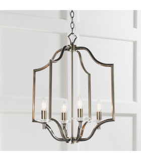 Lainey 4 Light Ceiling Pendant Antique Brass Plate & Clear Crystal Glass-1