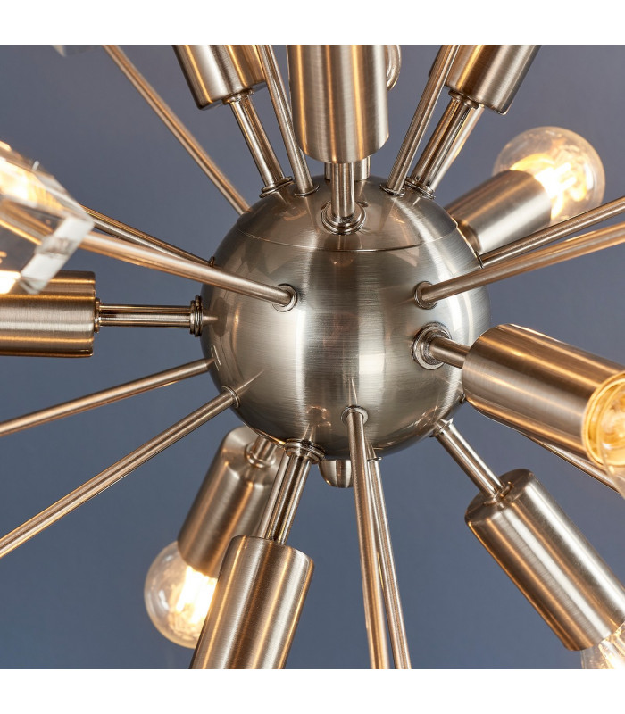 Miro 9 Light Ceiling Pendant Satin Nickel Plate & Clear Crystal Glass-5