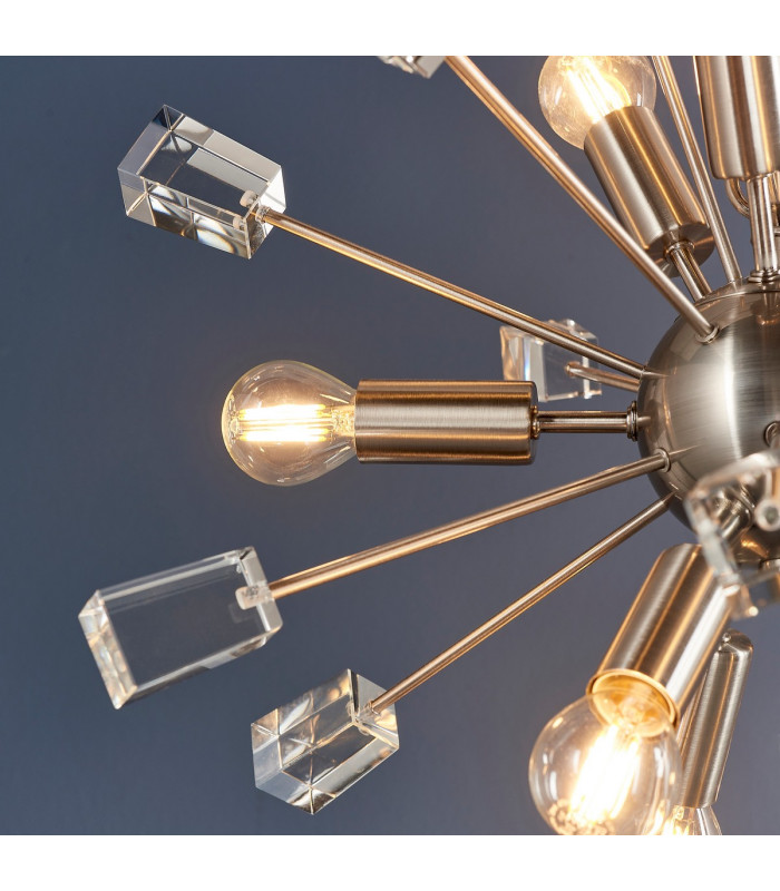 Miro 9 Light Ceiling Pendant Satin Nickel Plate & Clear Crystal Glass-6