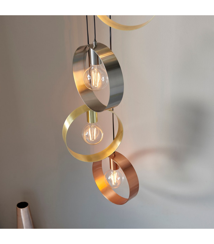 Hoop 5 Light Cluster Ceiling Pendant Brushed Brass & Brushed Nickel-2