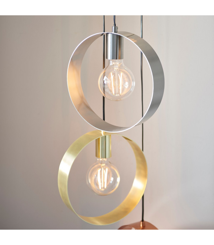 Hoop 5 Light Cluster Ceiling Pendant Brushed Brass & Brushed Nickel-4