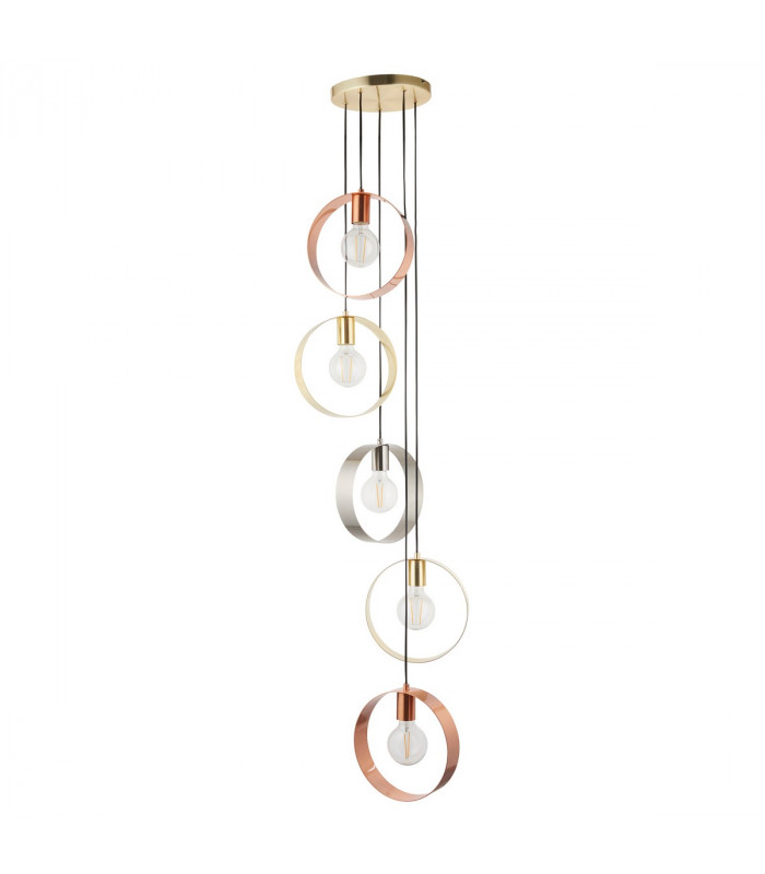 Hoop 5 Light Cluster Ceiling Pendant Brushed Brass & Brushed Nickel-6