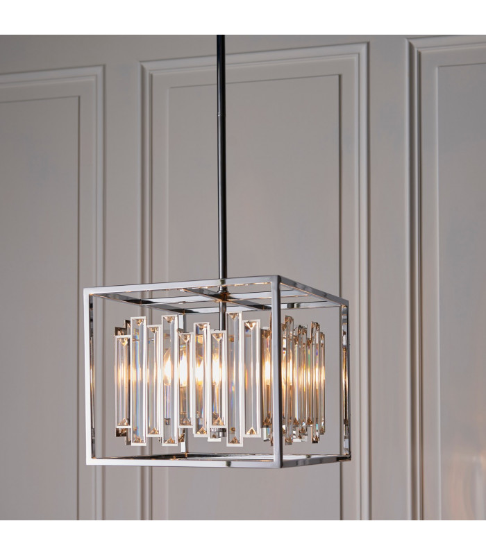 Acadia 4 Light Ceiling Pendant Chrome Plate & Clear Crystal Glass-1