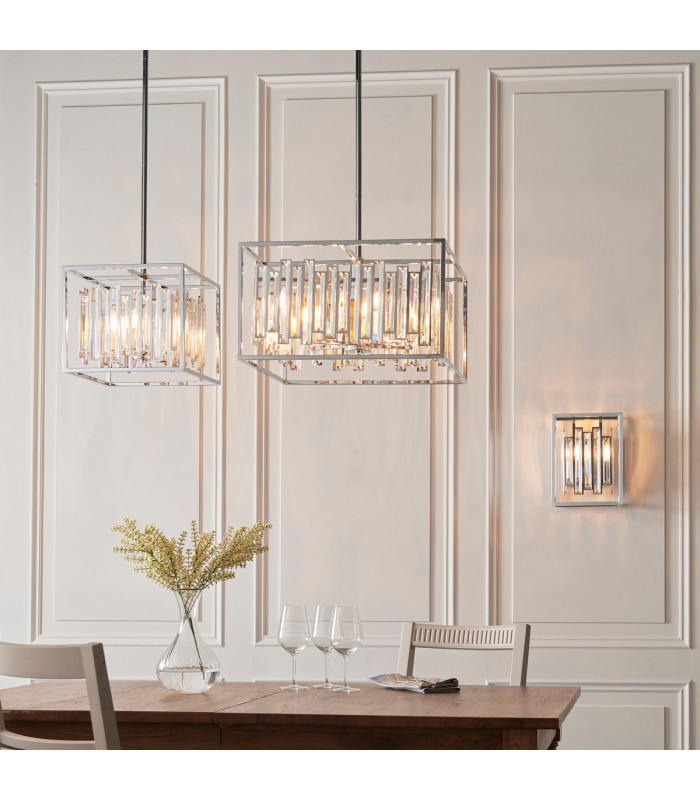 Acadia 4 Light Ceiling Pendant Chrome Plate & Clear Crystal Glass-2