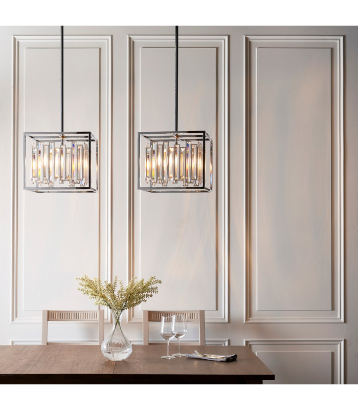 Acadia 4 Light Ceiling Pendant Chrome Plate & Clear Crystal Glass-3