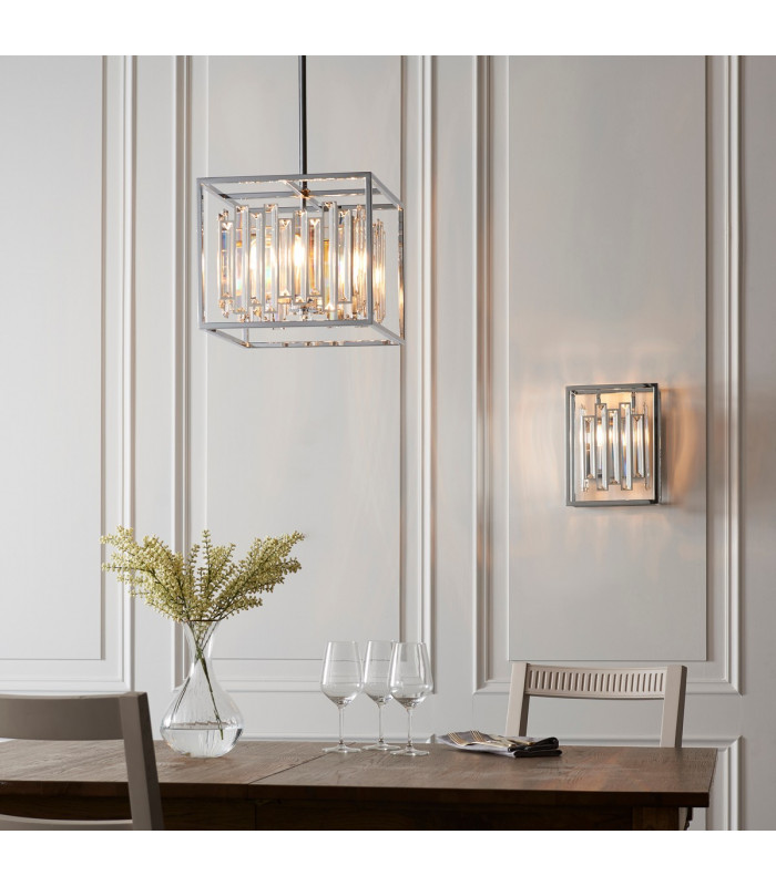 Acadia 4 Light Ceiling Pendant Chrome Plate & Clear Crystal Glass-4