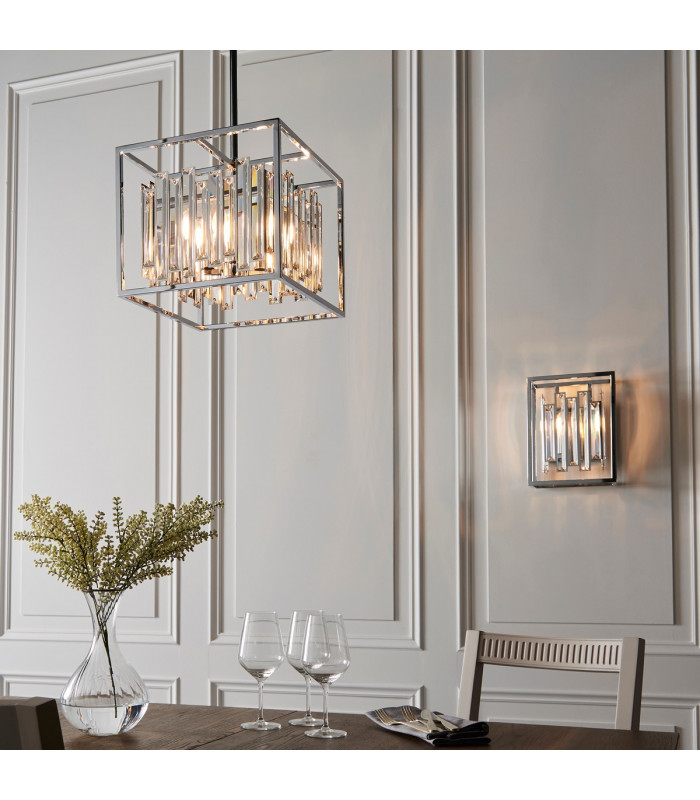 Acadia 4 Light Ceiling Pendant Chrome Plate & Clear Crystal Glass-5