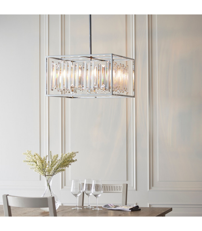 Acadia 6 Light Ceiling Pendant Chrome Plate & Clear Crystal Glass-1