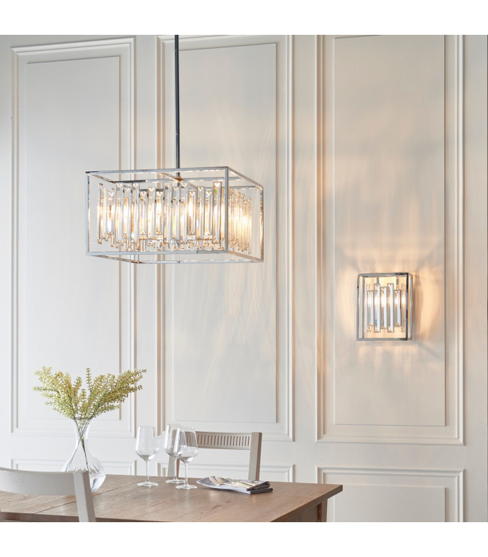 Acadia 6 Light Ceiling Pendant Chrome Plate & Clear Crystal Glass-3