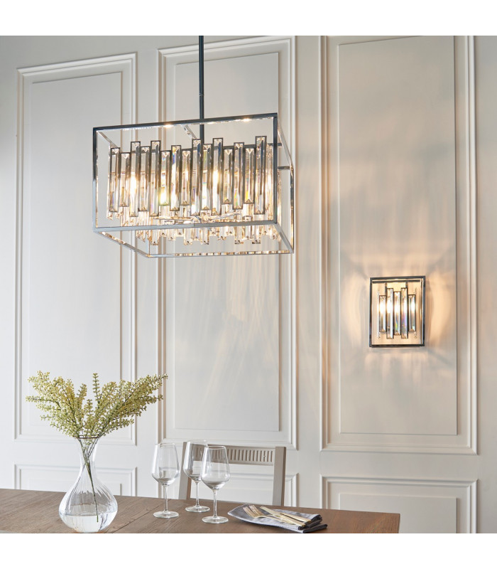 Acadia 6 Light Ceiling Pendant Chrome Plate & Clear Crystal Glass-4