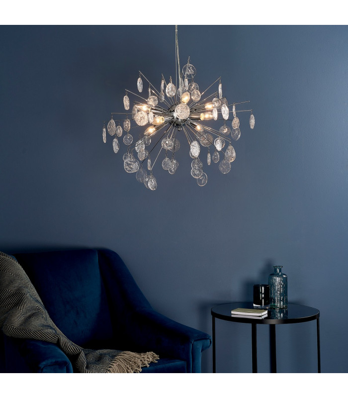 Calla 8 Light Ceiling Pendant Chrome Plate & Clear Glass-2