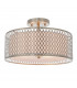 Cordero 3 Light Flush Light Satin Nickel Plate & White Cotton Mix