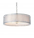 Cordero 3 Light Round Ceiling Pendant Satin Nickel Plate & White Cotton Mix
