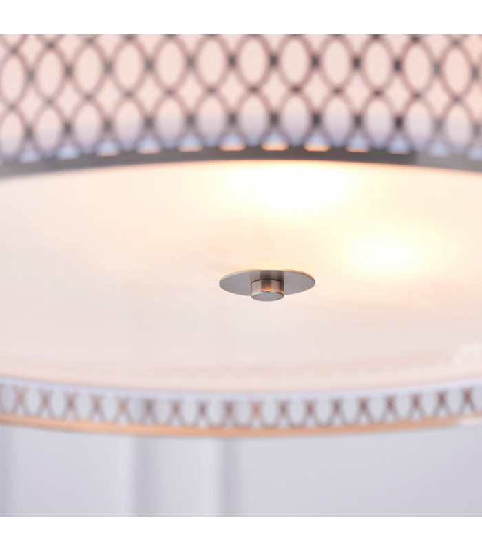 Cordero 3 Light Round Ceiling Pendant Satin Nickel Plate & White Cotton Mix-5