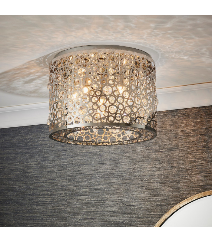 Fayola 5 Light Flush Light Chrome Plate & Clear Crystal-2