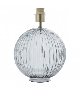 Jemma 1 Light Table Light Smokey Grey Ribbed Glass & Satin Nickel Plate (Base only)