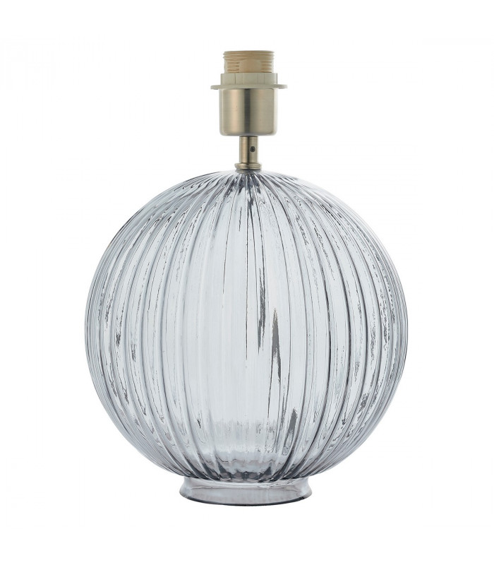 Jemma 1 Light Table Light Smokey Grey Ribbed Glass & Satin Nickel Plate (Base only)