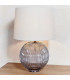 Jemma 1 Light Table Light Smokey Grey Ribbed Glass & Satin Nickel Plate (Base only)-2