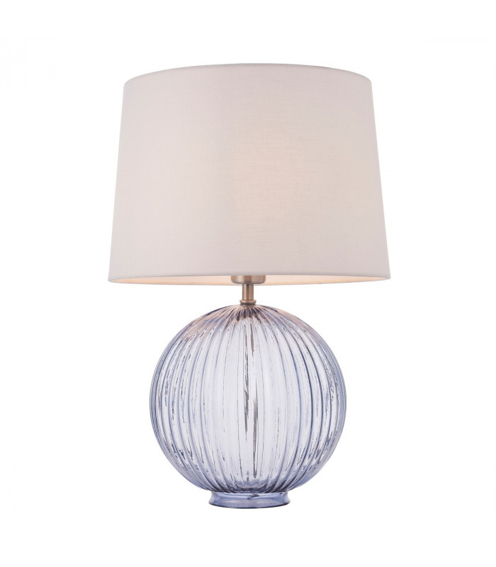 Jemma 1 Light Table Light Smokey Grey Ribbed Glass & Satin Nickel Plate (Base only), E27