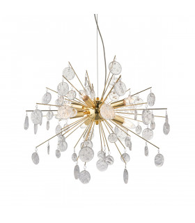 Calla 8 Light Ceiling Pendant Gold Effect Plate & Clear Glass