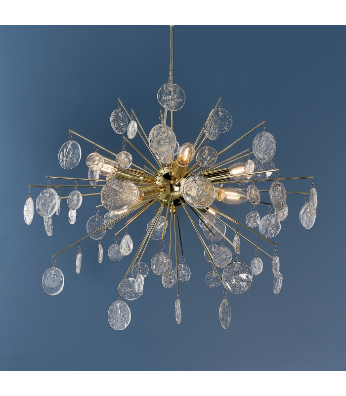 Calla 8 Light Ceiling Pendant Gold Effect Plate & Clear Glass-1