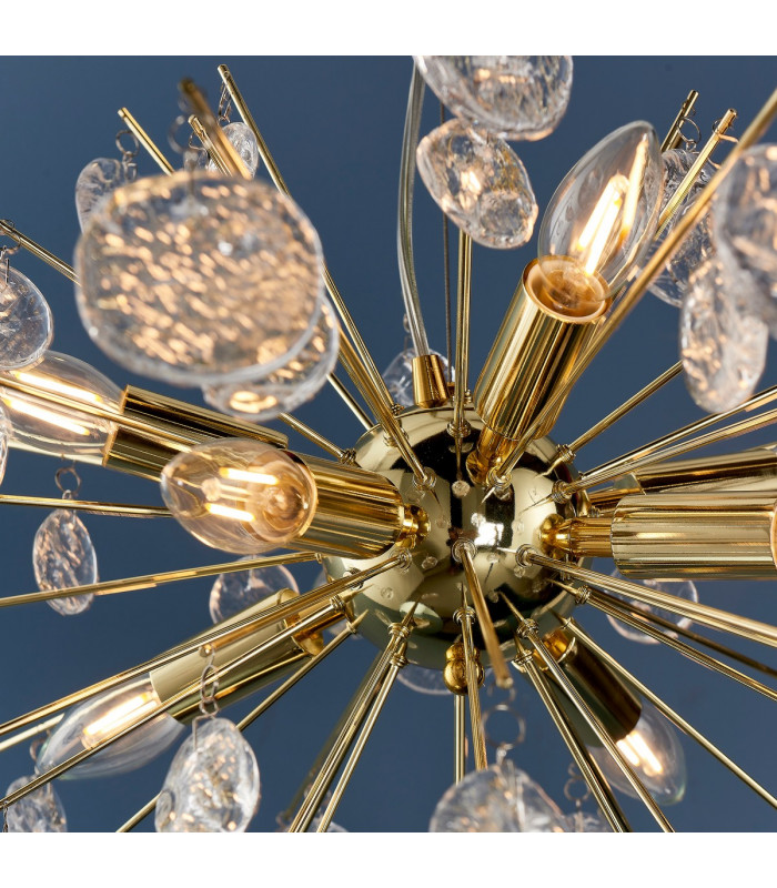 Calla 8 Light Ceiling Pendant Gold Effect Plate & Clear Glass-3