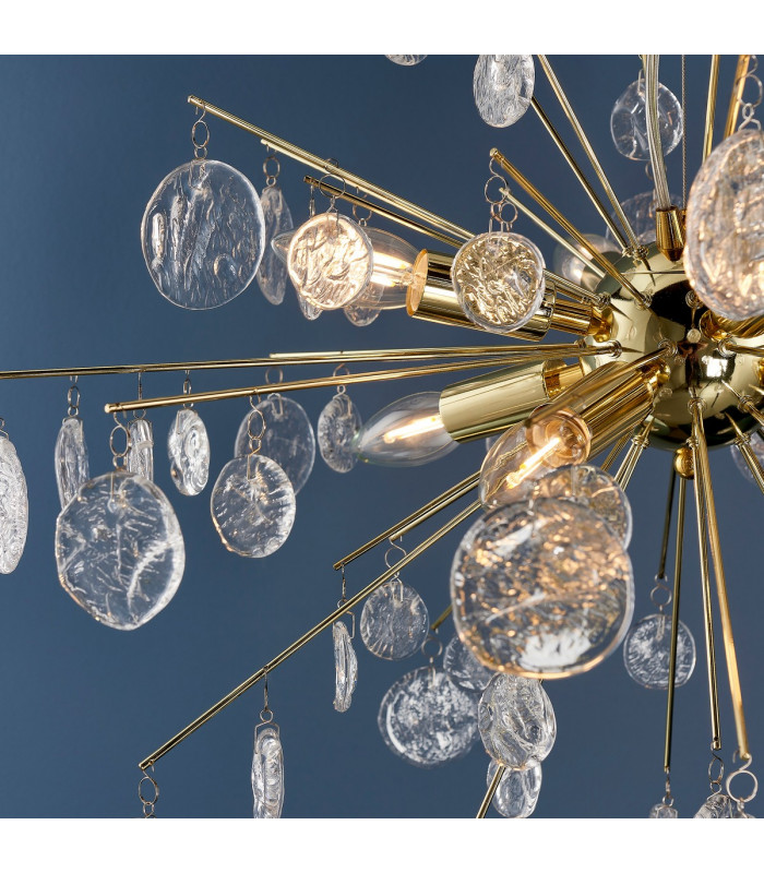 Calla 8 Light Ceiling Pendant Gold Effect Plate & Clear Glass-4