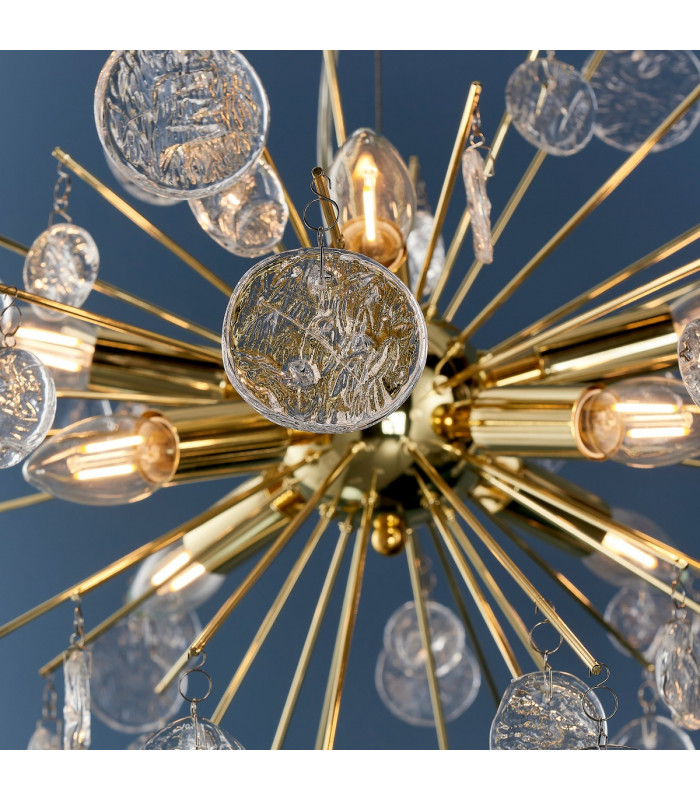 Calla 8 Light Ceiling Pendant Gold Effect Plate & Clear Glass-5