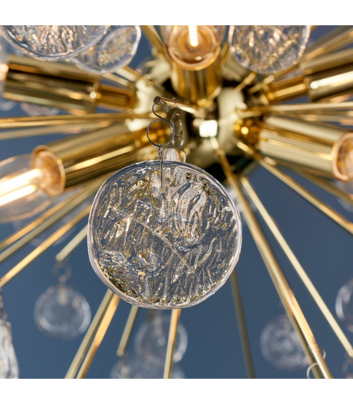 Calla 8 Light Ceiling Pendant Gold Effect Plate & Clear Glass-6