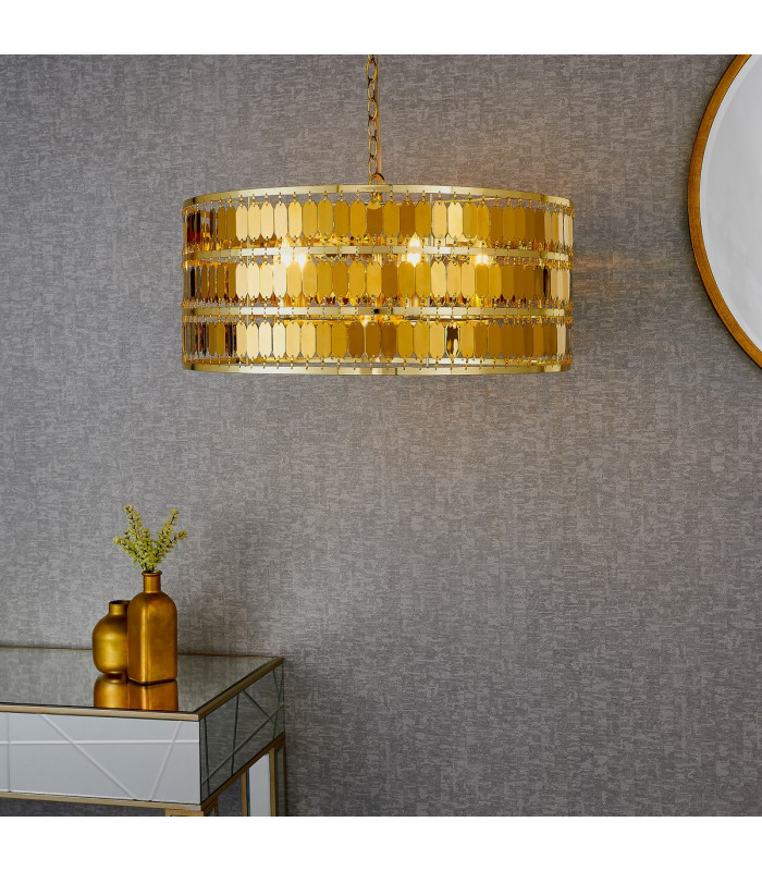 Eldora 5 Light Round Ceiling Pendant Gold Effect Plate-2