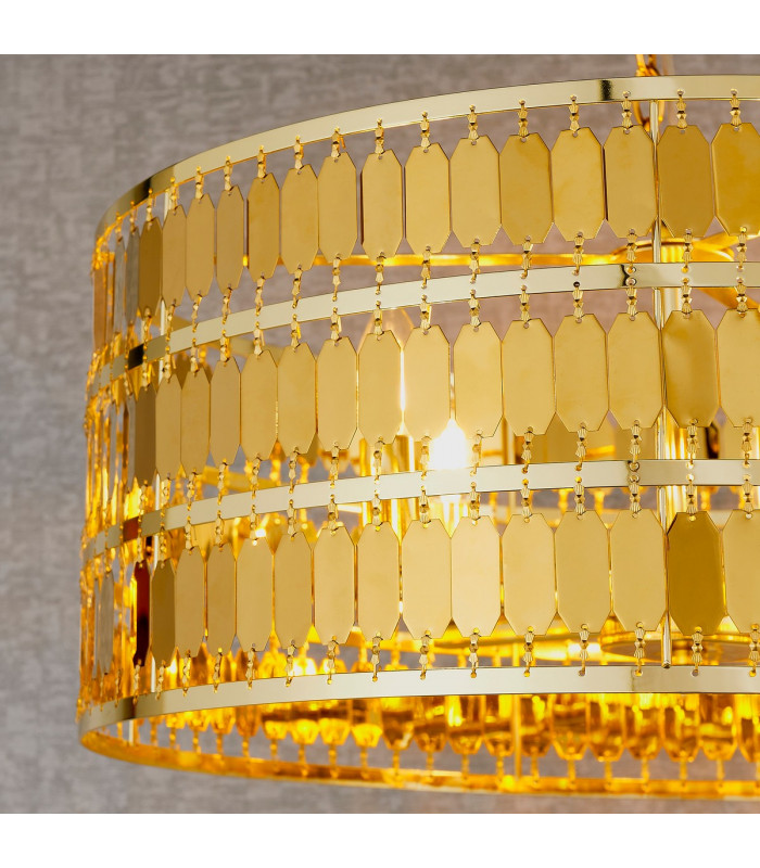 Eldora 5 Light Round Ceiling Pendant Gold Effect Plate-3