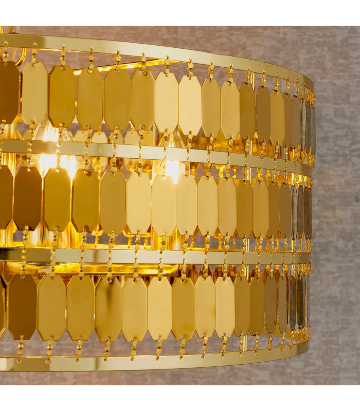 Eldora 5 Light Round Ceiling Pendant Gold Effect Plate-5