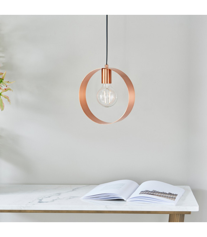 Hoop 1 Light Ceiling Pendant Brushed Copper-2