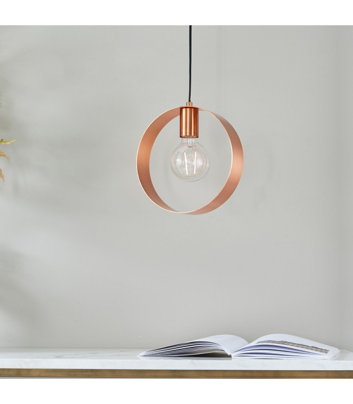 Hoop 1 Light Ceiling Pendant Brushed Copper-3