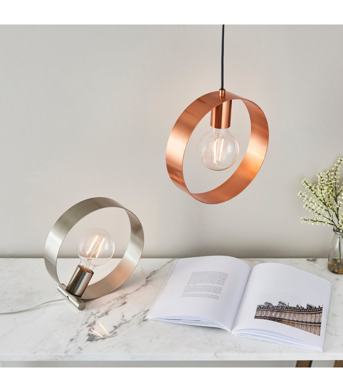 Hoop 1 Light Ceiling Pendant Brushed Copper-4