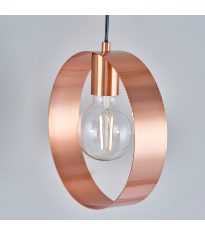 Hoop 1 Light Ceiling Pendant Brushed Copper-5