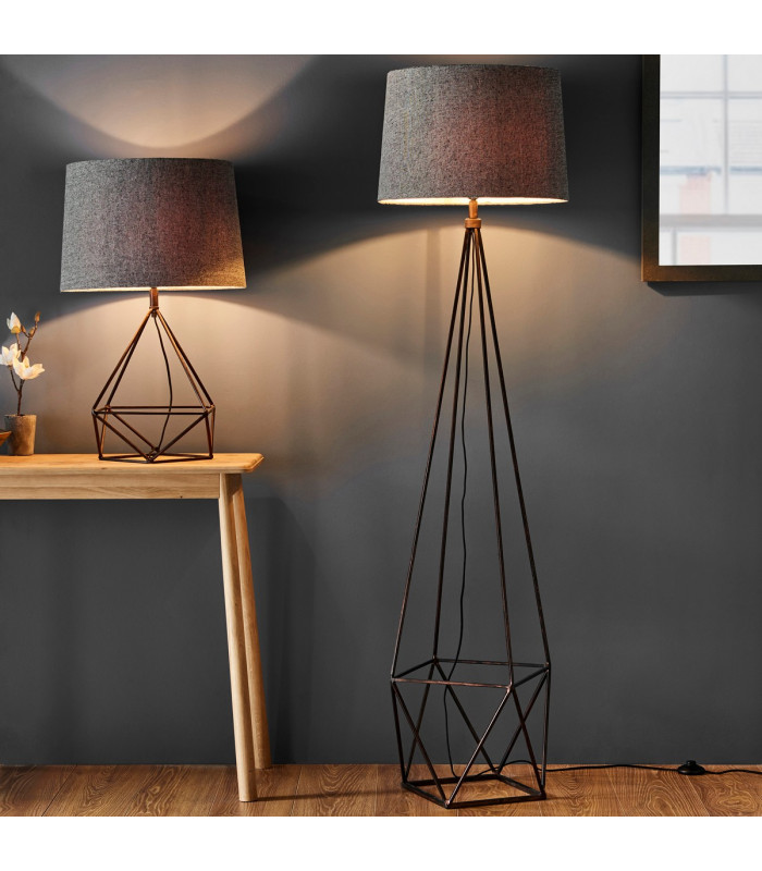 Apollo 1 Light Table Light Aged Copper & Grey Fabric-2