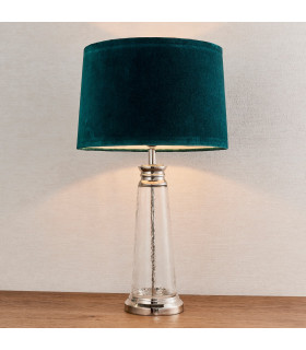 Winslet 1 Light Table Light Clear Hammered Glass & Teal Velvet-1