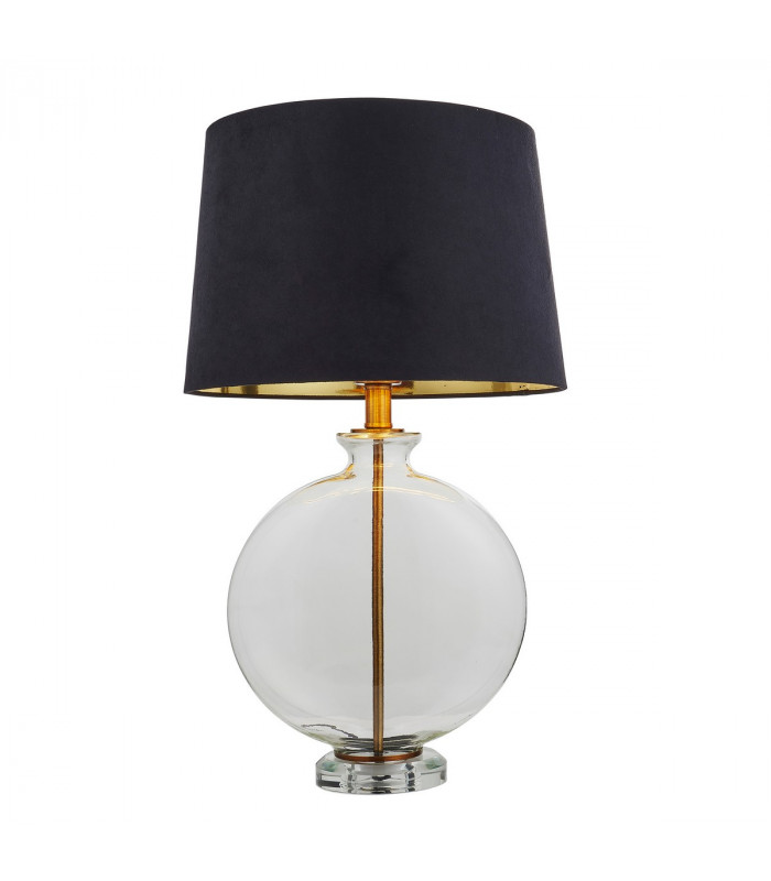 Gideon 1 Light Table Light Clear Glass & Antique Brass Plate