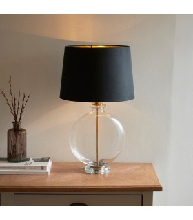Gideon 1 Light Table Light Clear Glass & Antique Brass Plate-1