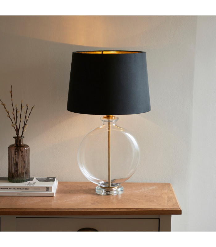 Gideon 1 Light Table Light Clear Glass & Antique Brass Plate-1