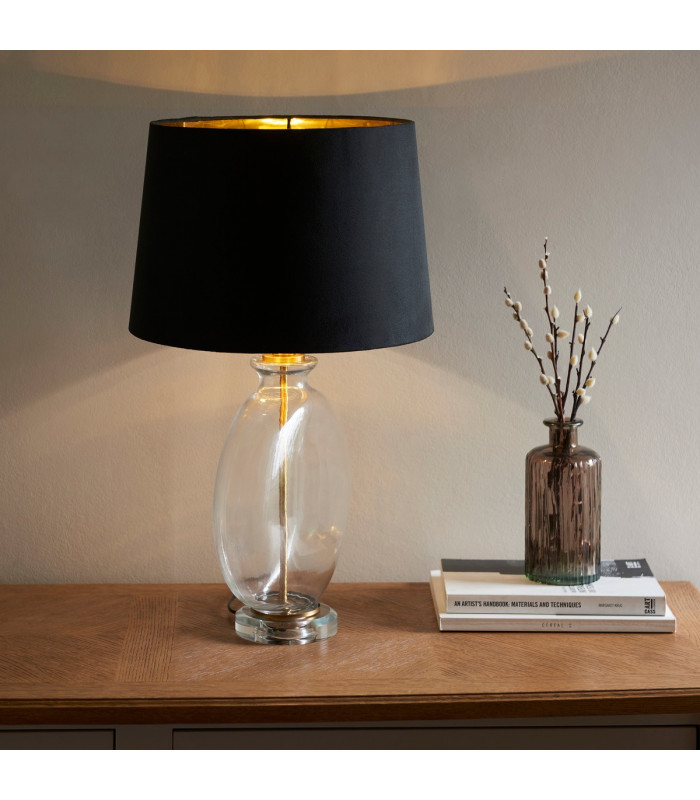 Gideon 1 Light Table Light Clear Glass & Antique Brass Plate-2