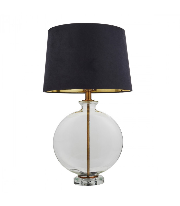 Gideon 1 Light Table Light Clear Glass & Antique Brass Plate, E27