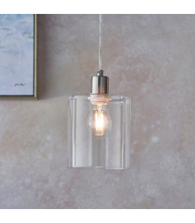 Toledo 1 Light Ceiling Pendant Brushed Nickel & Clear Glass-1