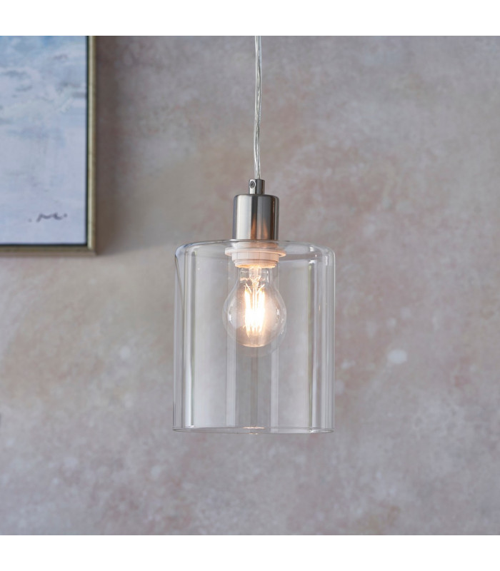 Toledo 1 Light Ceiling Pendant Brushed Nickel & Clear Glass-1